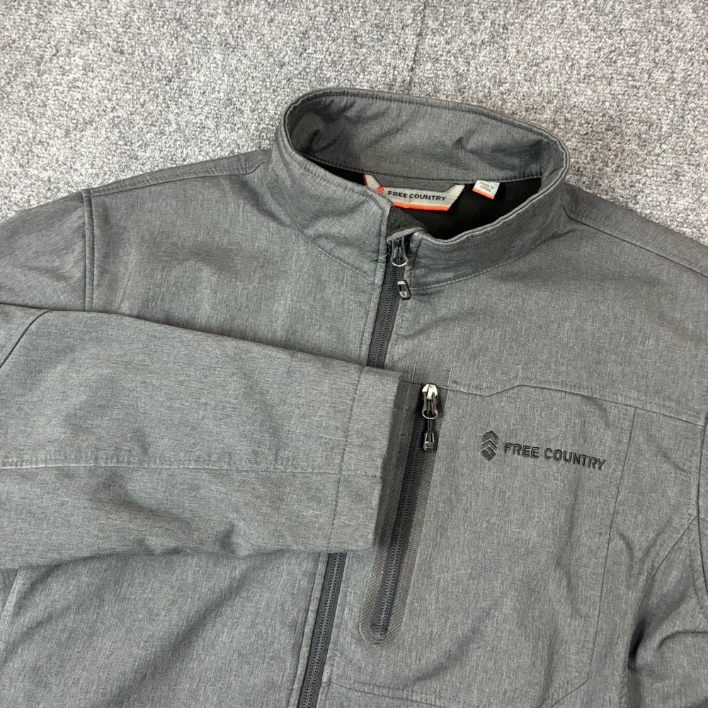 Free Country Mens Gray Softshell‎ Full Zip Jacket Large Heathered Outdoor Coat
